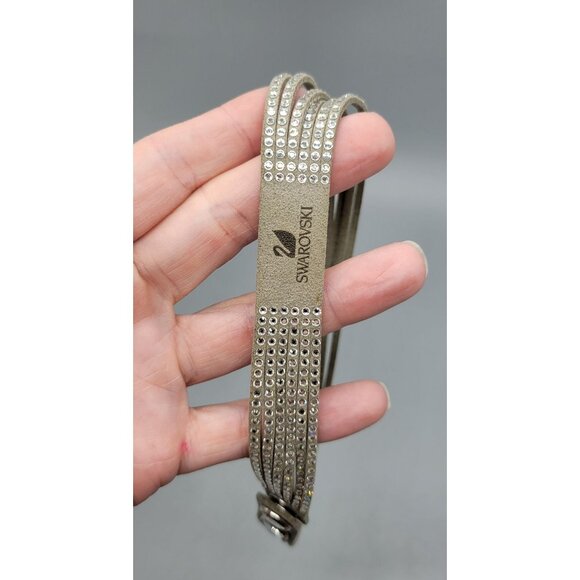 Authentic Swarovski Crystal Grey Suede Rhinestone Wrap Around Bracelet B1A - Picture 3 of 7